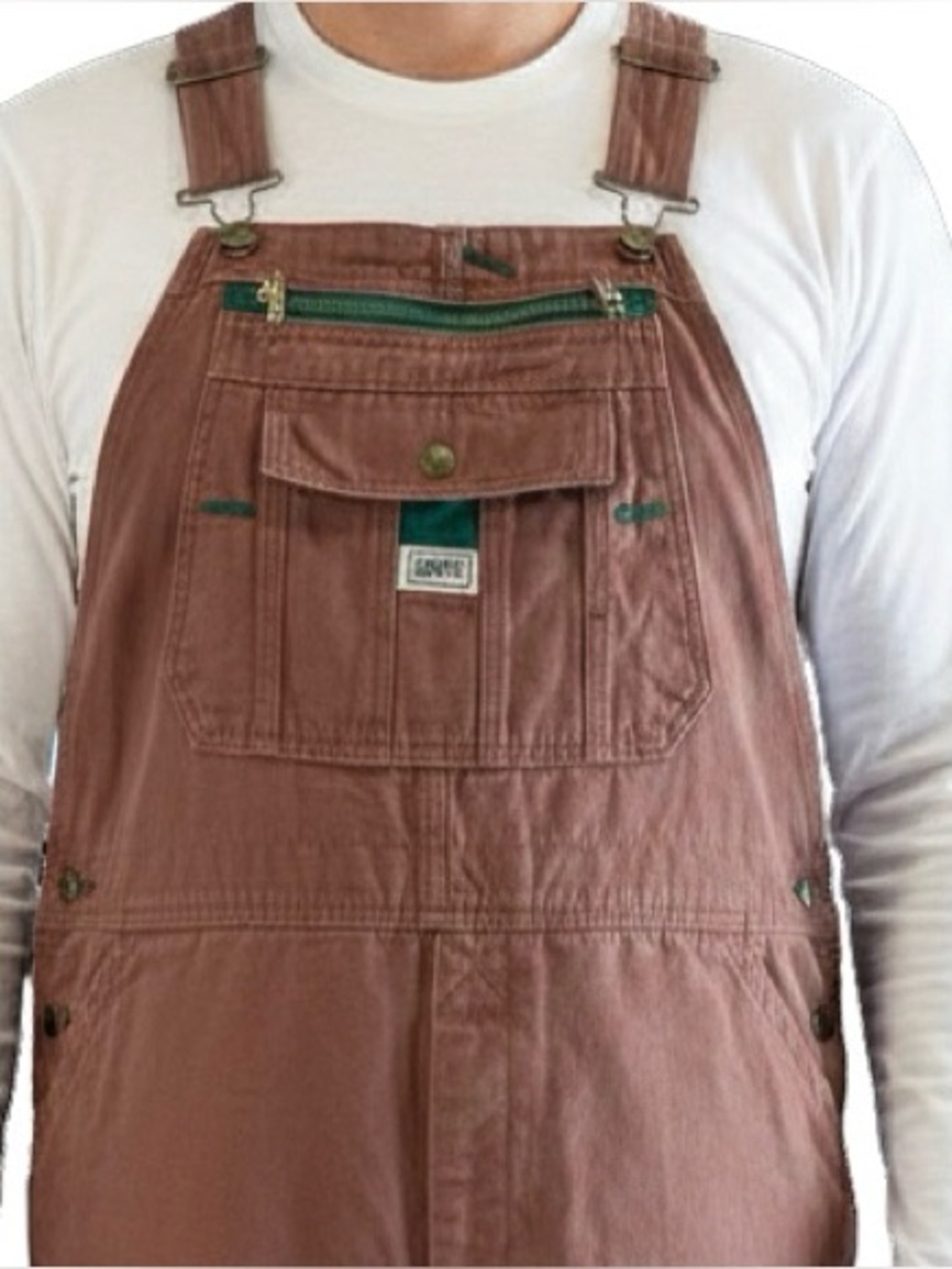 Liberty Duck Bib Tan Overalls with Green Details